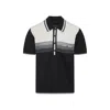 Amiri Color-blocked Short-sleeve Polo T-shirt With Ribbed Detailing In Black