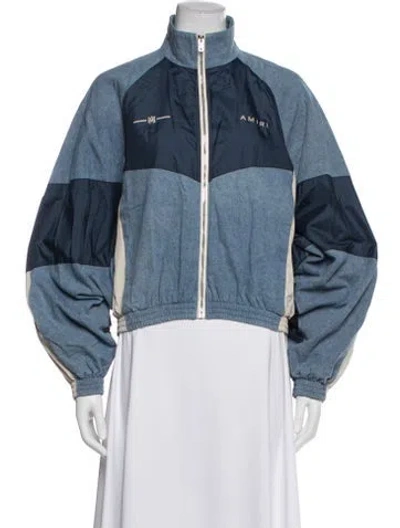 Pre-owned Amiri Colorblock Pattern Bomber Jacket In Blue