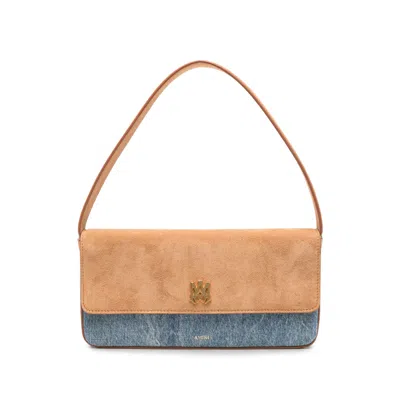 Amiri Colorblock Suede Tote Bag In Beige