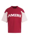 Amiri Colour-block T-shirt In Burgundy