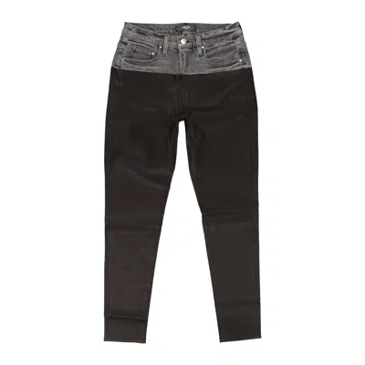 Amiri Contrast Leather Black Aged Black Skinny Jeans