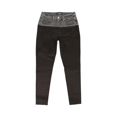 Pre-owned Amiri Contrast Leather Skinny Jeans 'black/aged Black' | Women's Size 28