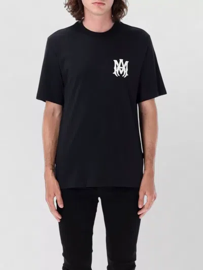 Amiri Black Crewneck T-shirt With Logo Print On The Front And Logo Lettering On The Rear In Cotton Man