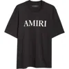 Amiri Black Crewneck T-shirt With Logo Lettering Print On The Front In Cotton Man In Black