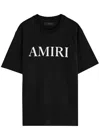 Amiri Black Crewneck T-shirt With Logo Lettering Print On The Front In Cotton Man In Black