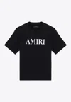 Amiri Black Crewneck T-shirt With Logo Lettering Print On The Front In Cotton Man In Black