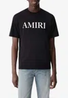 Amiri Black Crewneck T-shirt With Logo Lettering Print On The Front In Cotton Man In Black