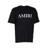 Amiri Black Crewneck T-shirt With Logo Lettering Print On The Front In Cotton Man