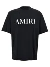 Amiri Black Crewneck T-shirt With Logo Lettering Print On The Front In Cotton Man In Black