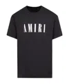 Amiri Black Crewneck T-shirt With Logo Lettering Print On The Front In Cotton Man In Black