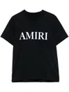 Amiri Black Crewneck T-shirt With Logo Lettering Print On The Front In Cotton Man In Black