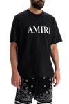Amiri Black Crewneck T-shirt With Logo Lettering Print On The Front In Black