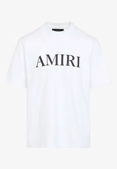 Amiri Cotton Crew Neck T-shirt With Contrasting Logo Detail In White