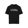 Amiri Men Black Crewneck T-shirt With Logo Lettering Print On The Front In Cotton Man In Black