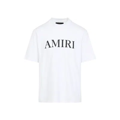 Amiri Cotton Crew Neck T-shirt With Contrasting Logo Detail In White