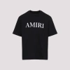 Amiri Men Black Crewneck T-shirt With Logo Lettering Print On The Front In Cotton Man In Black