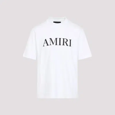 Amiri Cotton Crew Neck T-shirt With Contrasting Logo Detail In White
