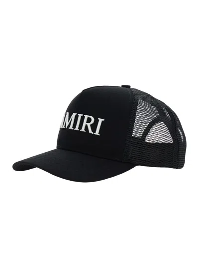 AMIRI BLACK BASEBALL CAP WITH LOGO LETTERING ON THE FRONT AND MEHS PANELS IN COTTON MAN
