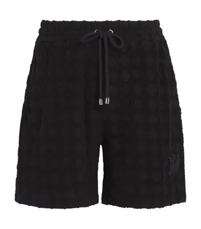 AMIRI COTTON-BLEND TOWELLING MONOGRAM SHORTS