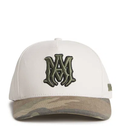Amiri Cotton Camouflage Ma Outline Cap In Gray