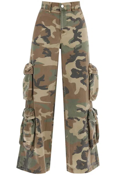 Amiri Cotton Cargo Pants In Camouflage Print For Women In Tan