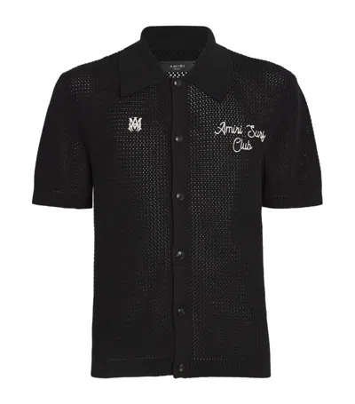 Amiri Cotton Crochet Surf Club Polo Shirt In Black