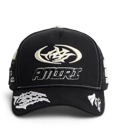 Amiri Cotton Embroidered Sporty Baseball Cap In Black