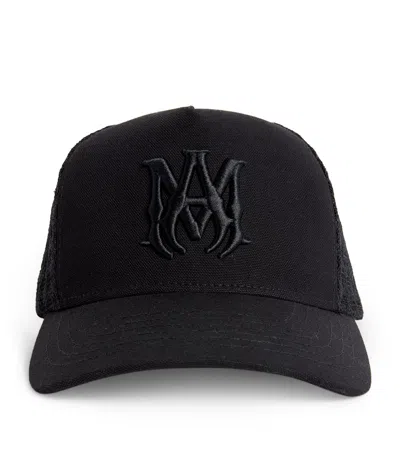 Amiri Cotton Embroidered Trucker Baseball Cap In Black