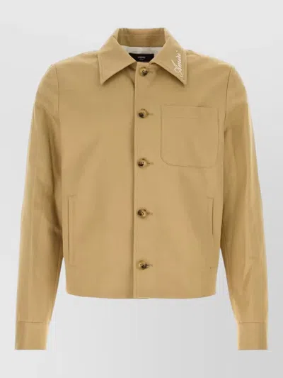Amiri Cotton Jacket Long Sleeves Chest Pocket In Gold