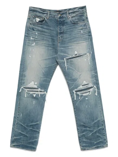 Amiri Jeans With Rips Honeycomb Indigo In Blue