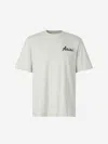 Amiri City Beige Crewneck T-shirt With Logo Detail On The Front And Maxi Logo Print On The Rear In Cotton  In Neutral