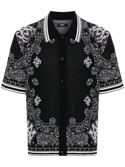 Amiri Cotton Polo Shirt With Print In Black