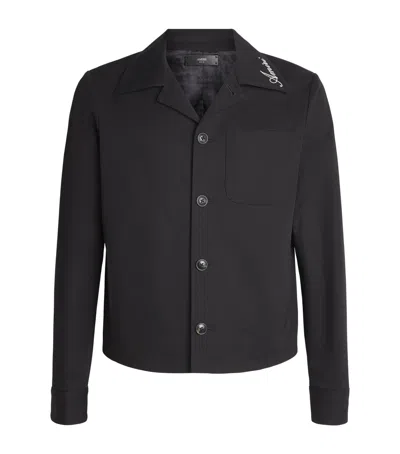 Amiri Cotton Script Shacket In Black