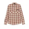Amiri 'shotgun' Beige Shirt With Logo Print On Front And Rear And  All-over Check Motif