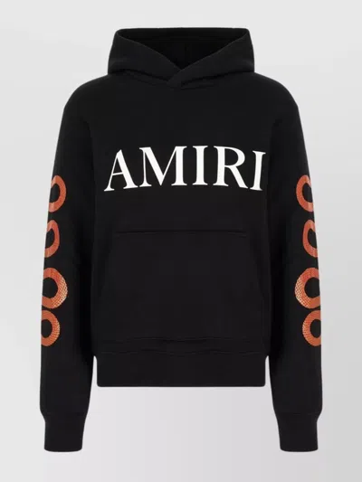 Amiri Cotton Sweatshirt With Hood And Logo Print In Black