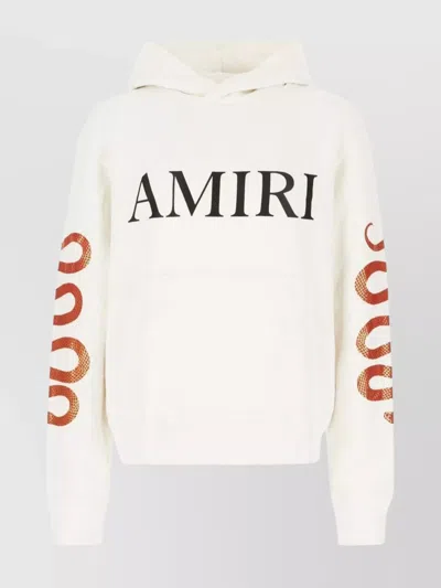 Amiri Cotton Sweatshirt With Logo Print And Snake Sleeves In White