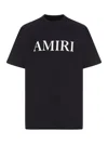 Amiri Black Crewneck T-shirt With Logo Lettering Print On The Front In Cotton Man