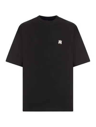Amiri Black Crewneck T-shirt With Logo Embroidery On The Front In Cotton Man
