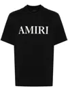 Amiri Black Crewneck T-shirt With Logo Lettering Print On The Front In Cotton Man