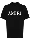 Amiri Black Crewneck T-shirt With Logo Lettering Print On The Front In Cotton Man In Black