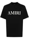 Amiri Black Crewneck T-shirt With Logo Lettering Print On The Front In Cotton Man In Black