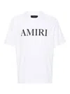 Amiri Cotton T-shirt With Front Logo Print In Blanco