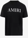 Amiri Black Crewneck T-shirt With Logo Lettering Print On The Front In Cotton Man In Black