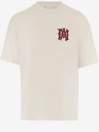 Amiri Cotton T-shirt With Logo In Neutral