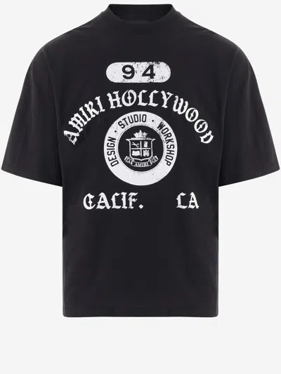 Amiri Cotton T Shirt With Logo Print In Black