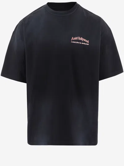 Amiri Cotton T Shirt With Logo Print In Blue