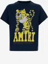 Amiri Cotton T-shirt With Logo Print In Blue