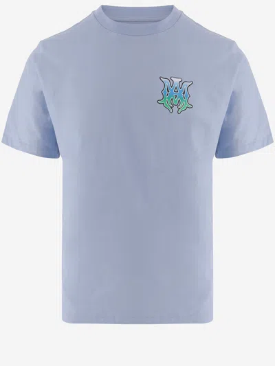 Amiri Cotton T Shirt With Logo Print In Transparent