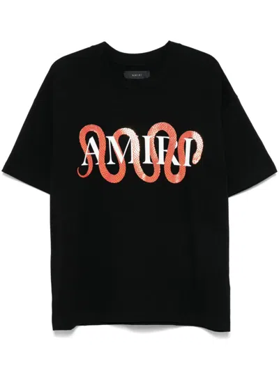 Amiri Mens Snake Oversized Short-sleeve Cotton-jersey T-shirt Black