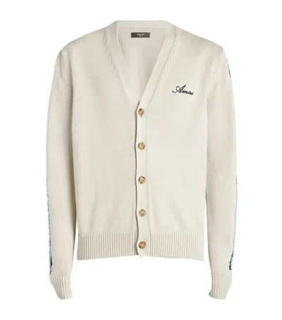 Amiri Cotton V-neck Bones Cardigan In White